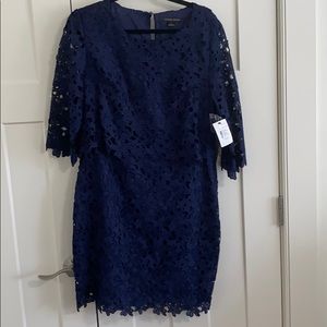 Cynthia Steffens Half-sleeve Popover Lace Dress